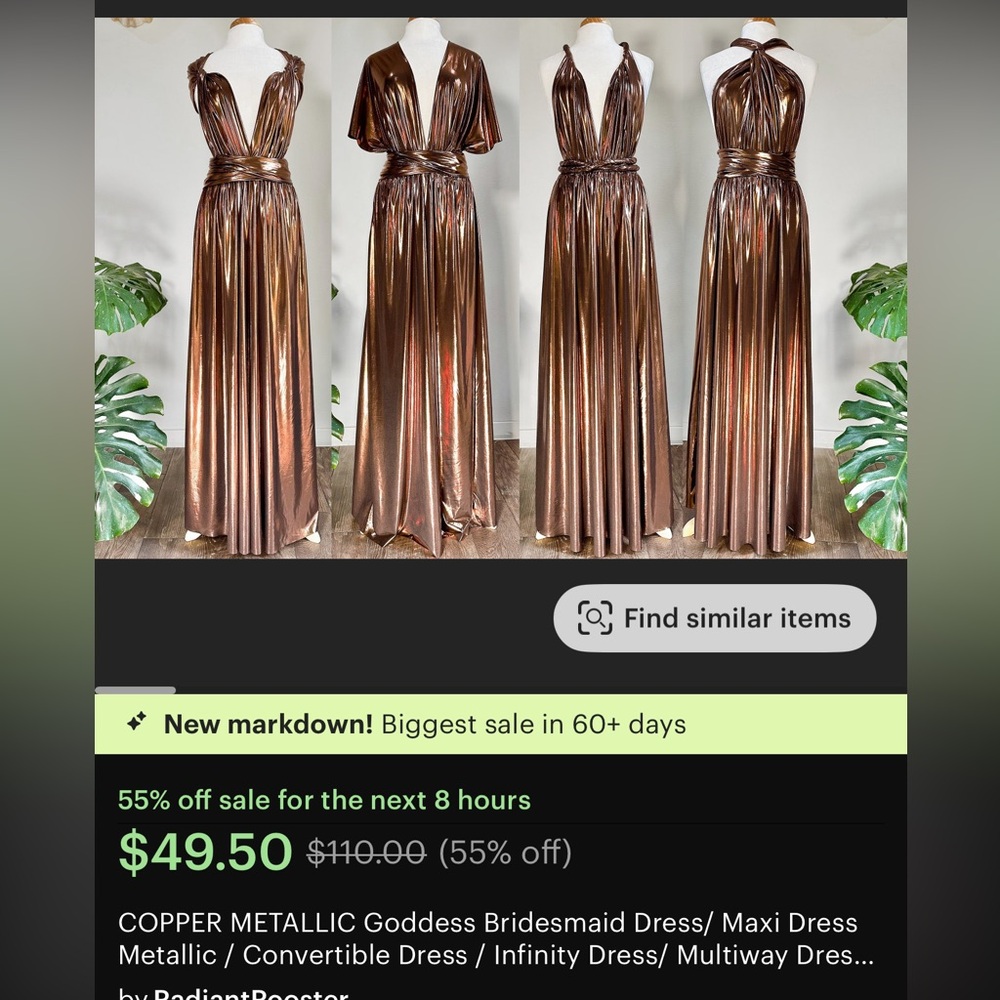 Copper Metallic Maxi Dress